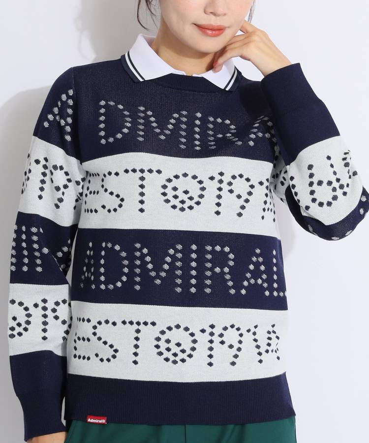 トミーヒルフィガーゴルフ TH フラッグ刺繍クルーネックセーター
