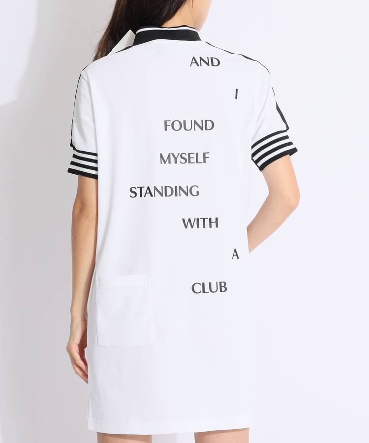 DM 【吸水速乾UV】リブネックバックプリント半袖ワンピース
