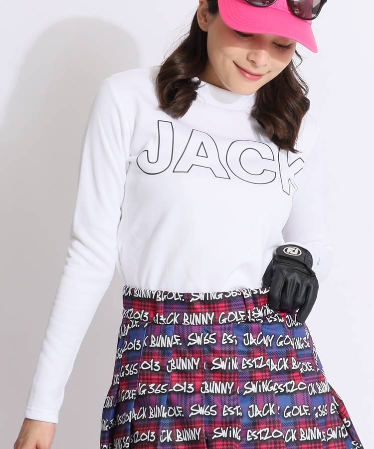 JB 【軽量保温】ロゴプリントモックネック長袖カットソー
