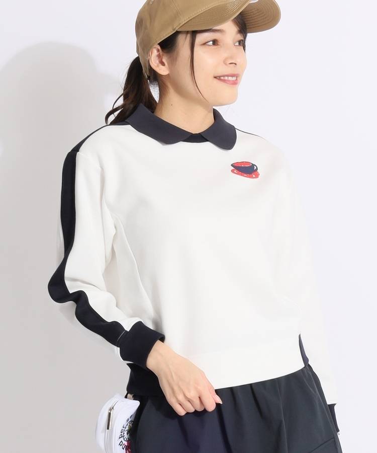 BE 【UVストレッチ】レイヤード風襟付きプルオーバー