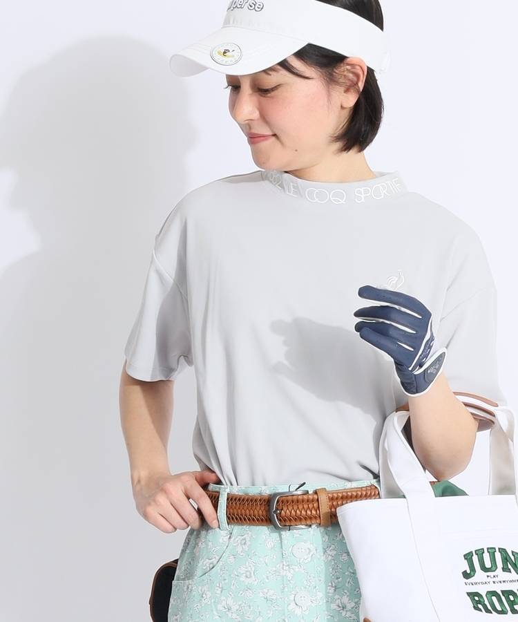 LQ 【吸汗速乾】ネックロゴモックネックカットソー