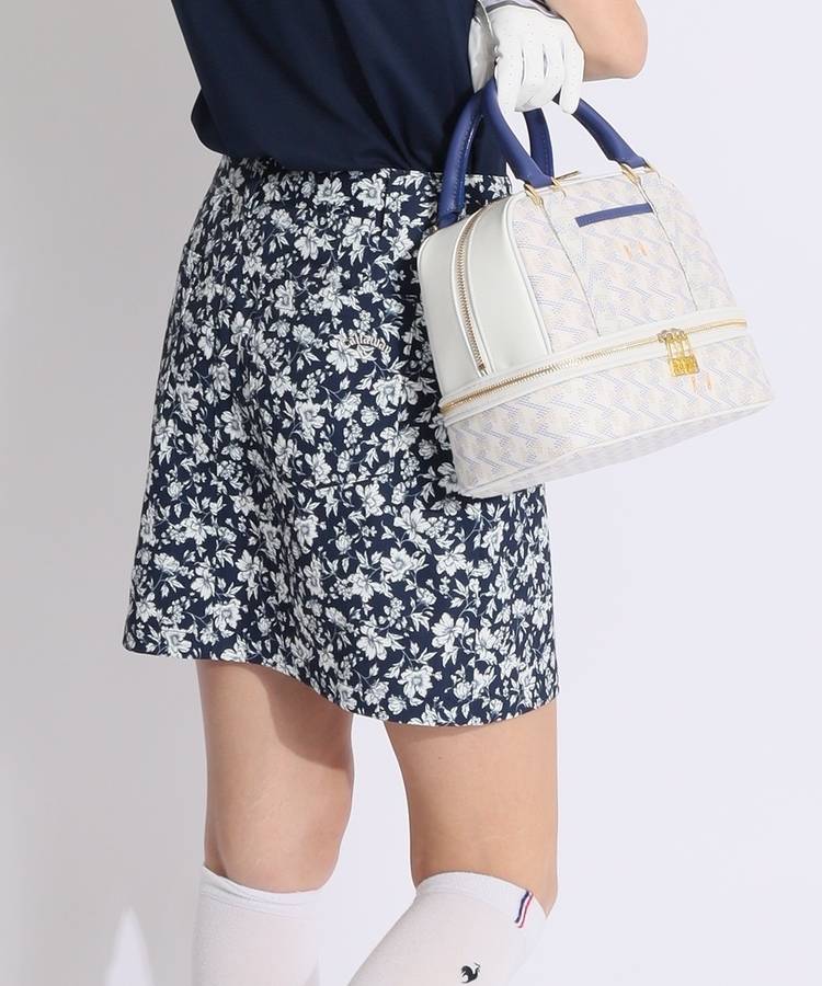CA 【ストレッチ】フェイクボタンレトロフラワー柄スカート