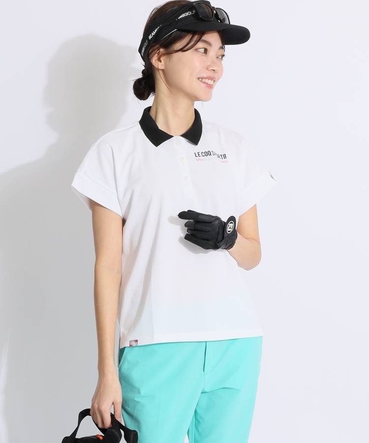 LQ 【吸汗速乾ストレッチ】メッシュ衿カノコフレンチスリープポロシャツ