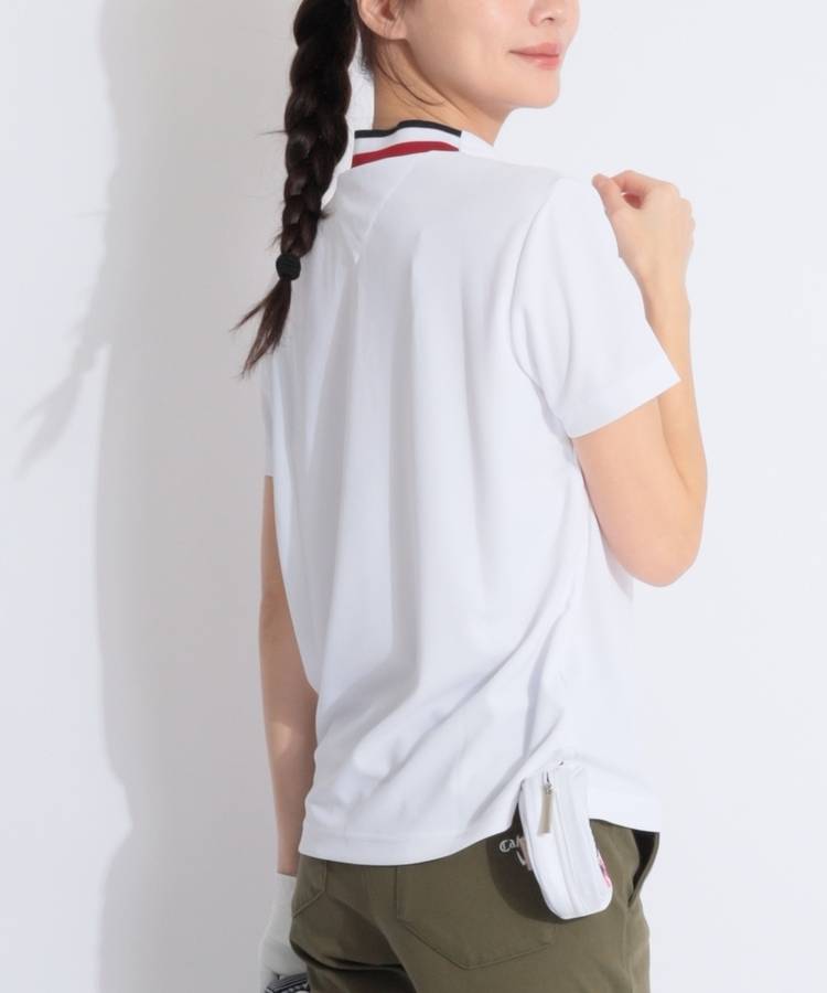 TH 【UV吸水速乾】バックネックトリコロール半袖カノコモックネックカットソー