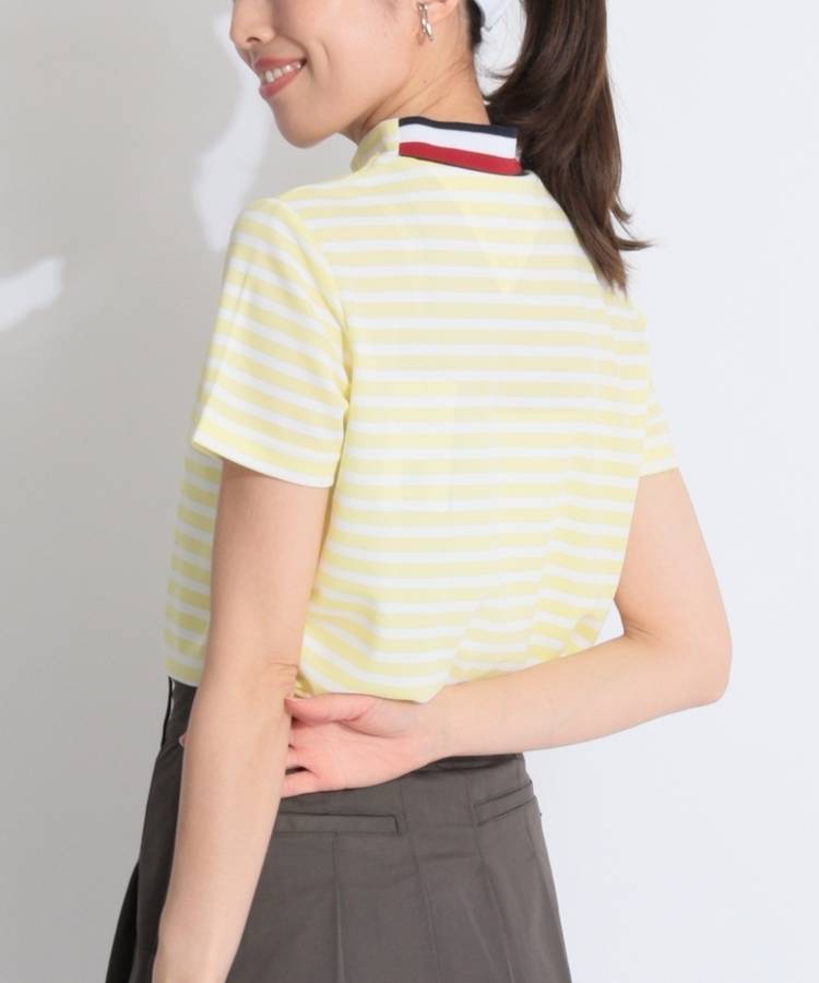 TH 【UV吸水速乾】バックネックトリコロール半袖カノコモックネックカットソー