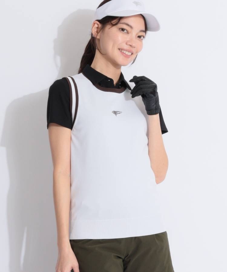 BE リブラインクルーネックニットベスト