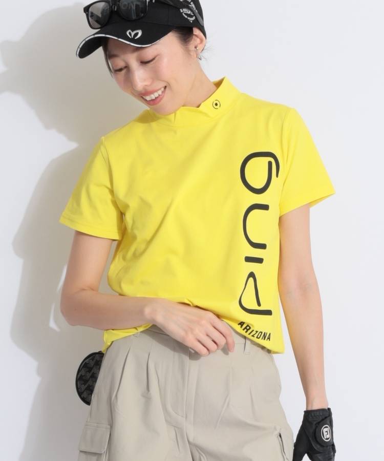 PN 【リサイクル】ビッグロゴプリントモックネック半袖カットソー