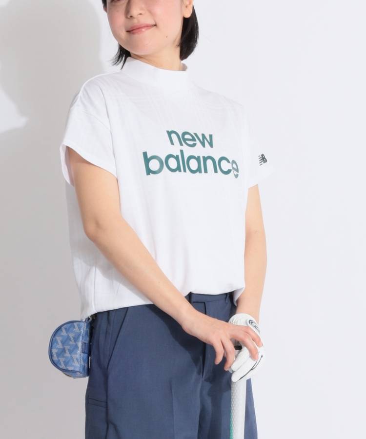 NB 【UV】ジャガードチェックリブモックネック半袖カットソー