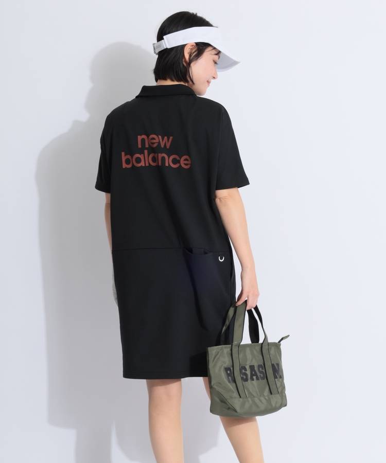 NB 【ストレッチ】リブスタンドネック半袖ワンピース