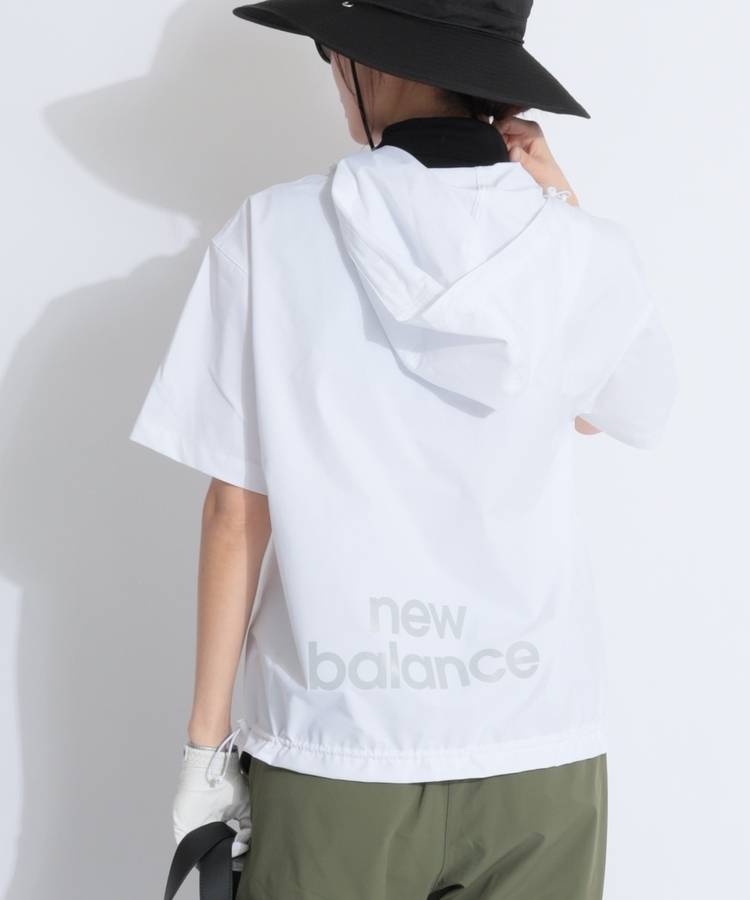 NB 【撥水防風】ハーフジップ半袖フーディープルオーバー