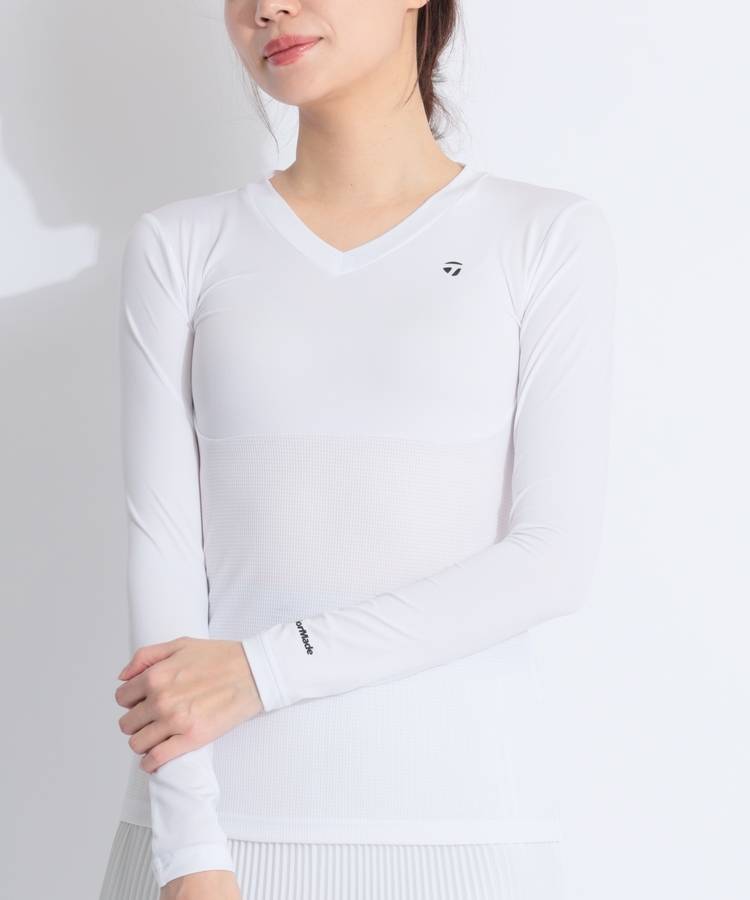 TG 【ノベルティ対象品】【吸汗ストレッチ】メッシュ切替Vネック長袖インナー