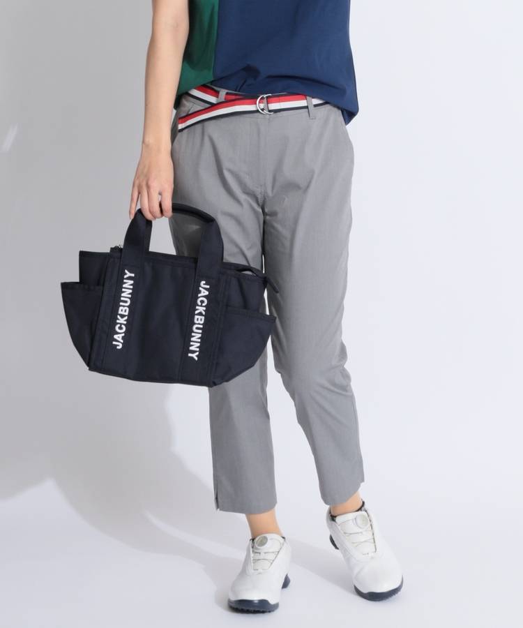 TH 【ストレッチ】テープベルト付きウエストロゴテーパードパンツ