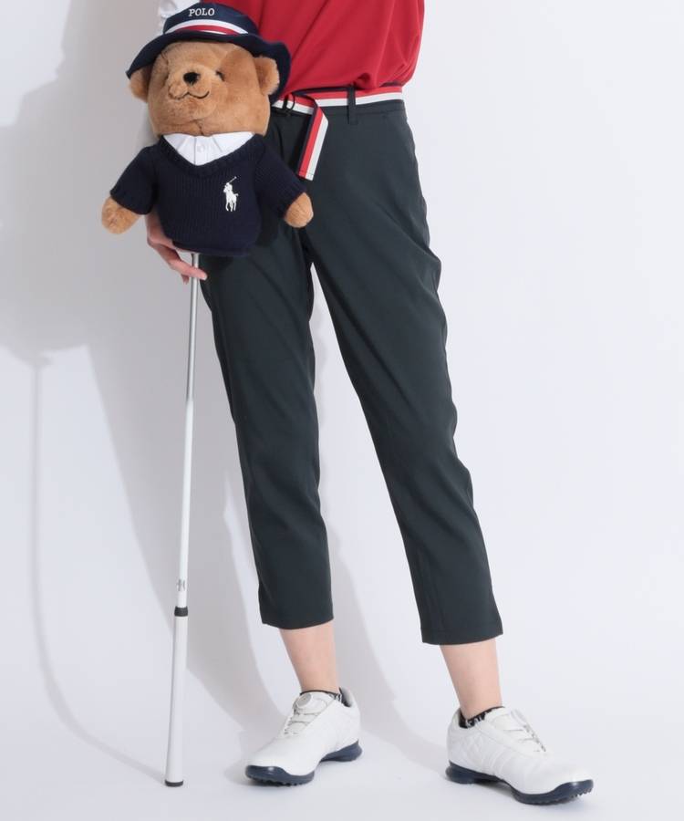 TH 【ストレッチ】テープベルト付きウエストロゴテーパードパンツ