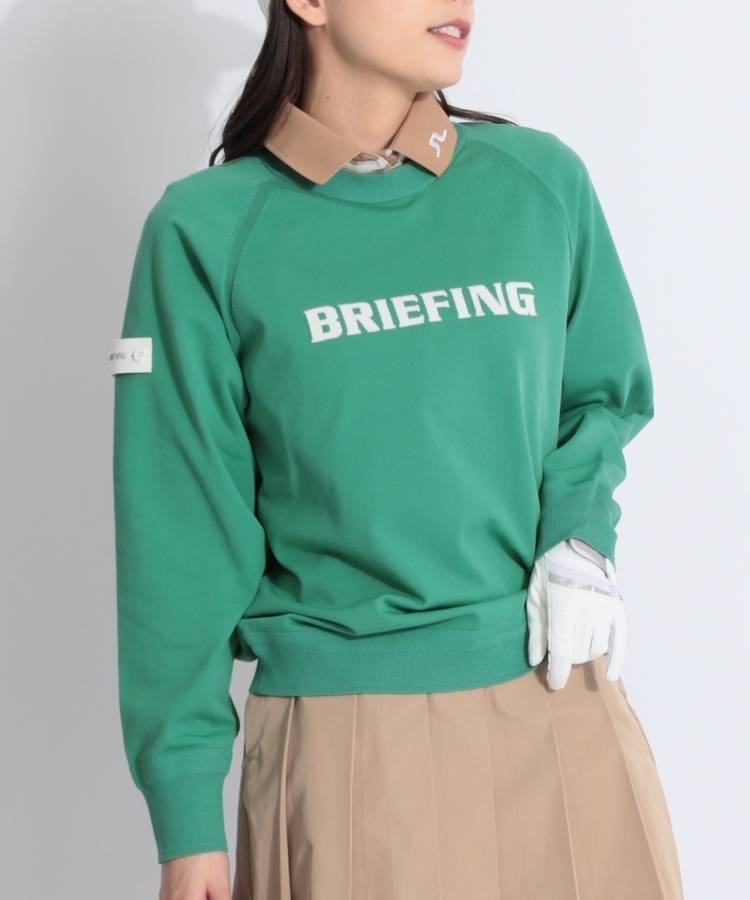 BR ライン切替ロゴデザインクルーネックニット