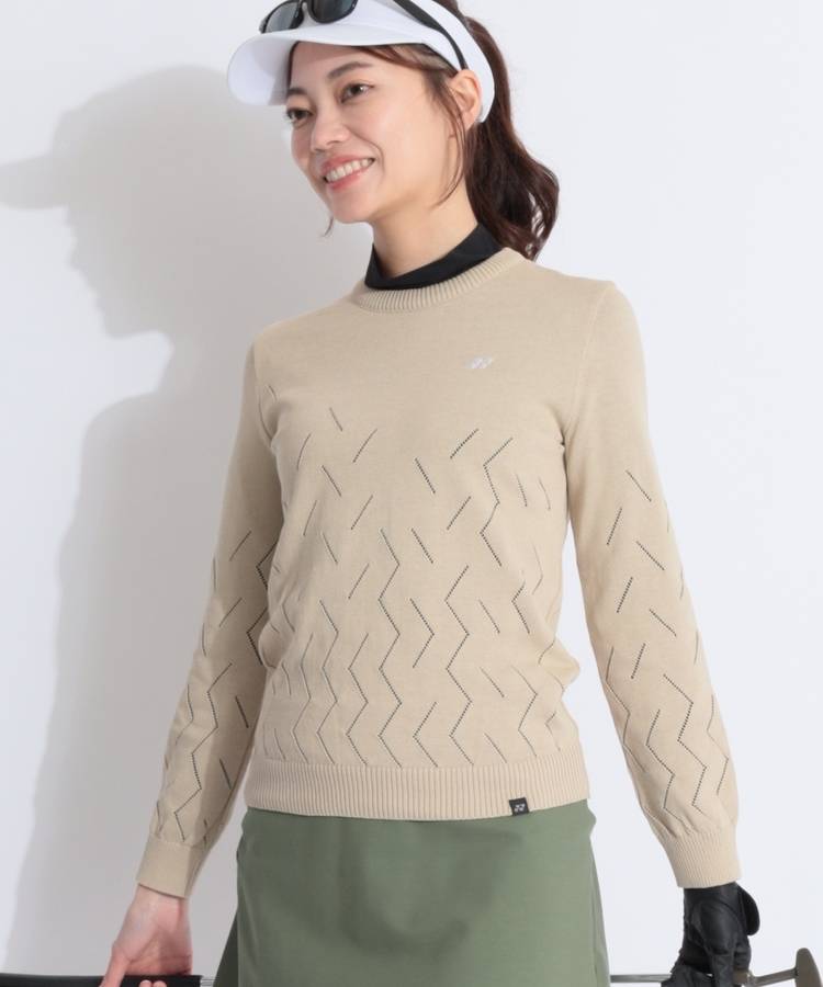 YX ハシゴメッシュラインクルーネックニット