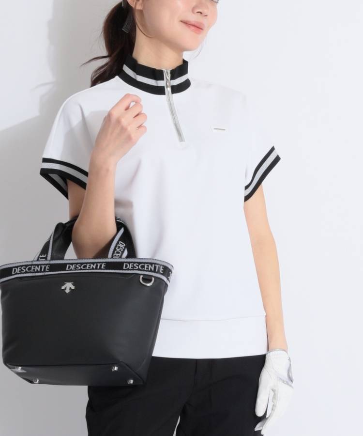 LV 【冷感UV】リブライン切替ハーフジップ半袖ポロシャツ
