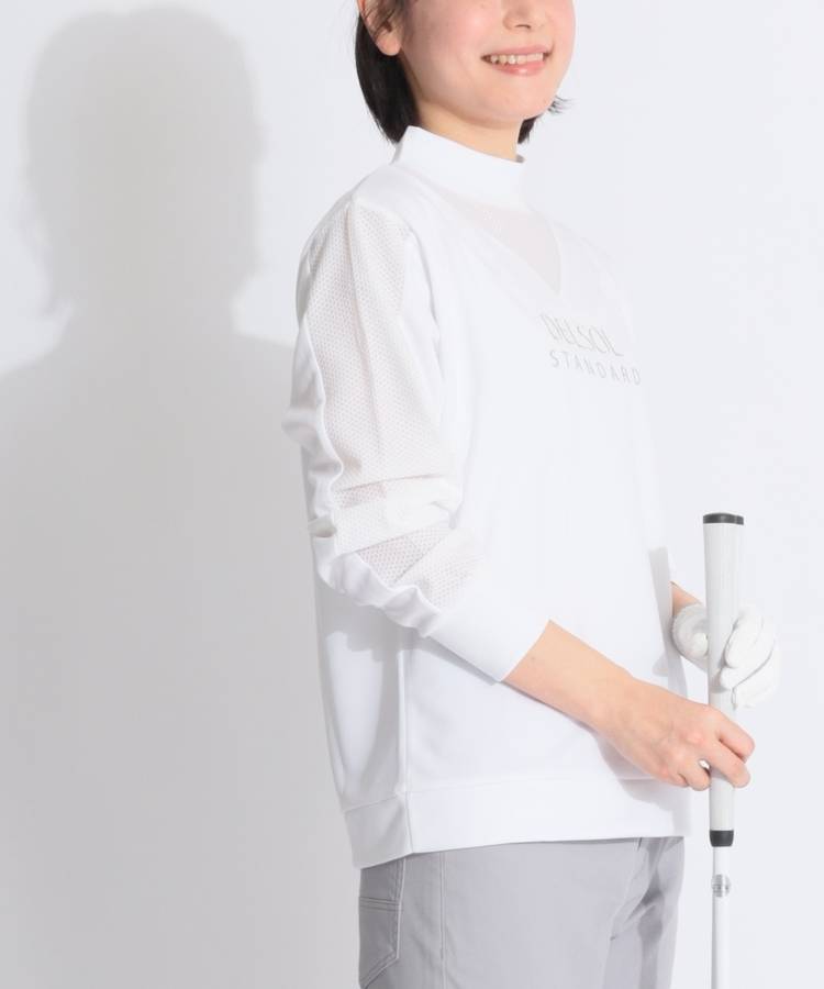 デルソルゴルフ DL メッシュ切替モックネック長袖カットソー