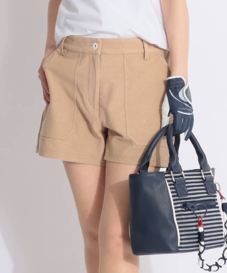 CA 【8WAYストレッチ】カラバリ豊富バックウエストロゴショートパンツ