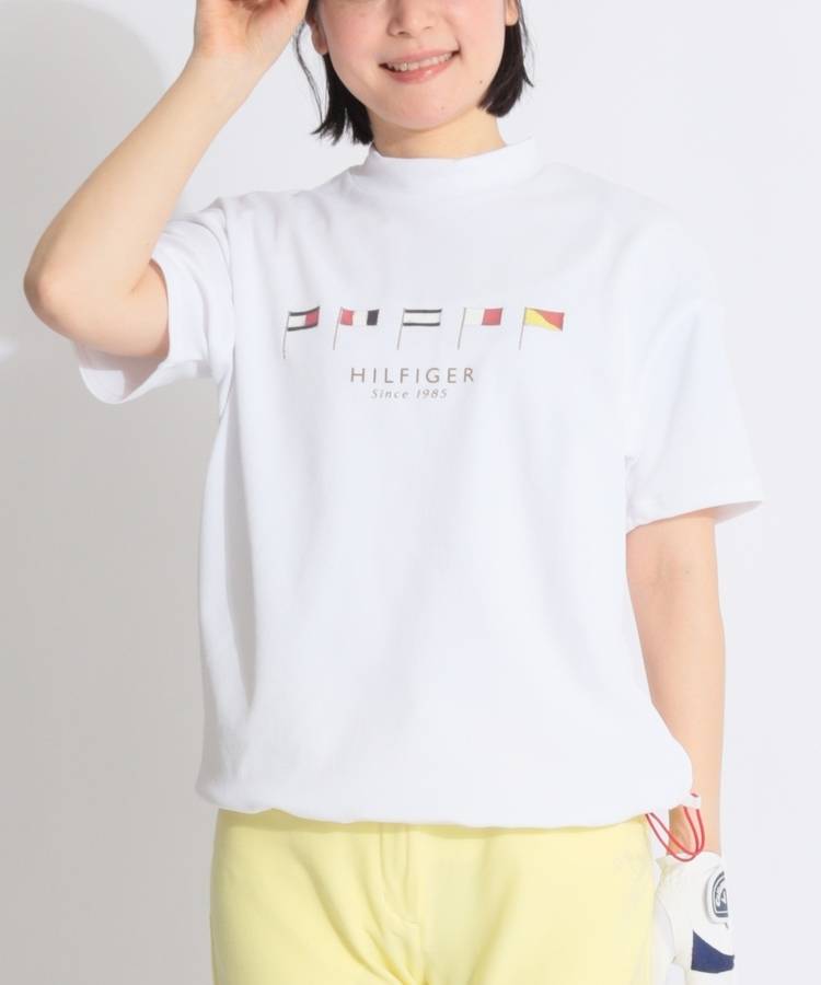 TH 【速乾UV】フラッグプリントモックネック半袖カットソー