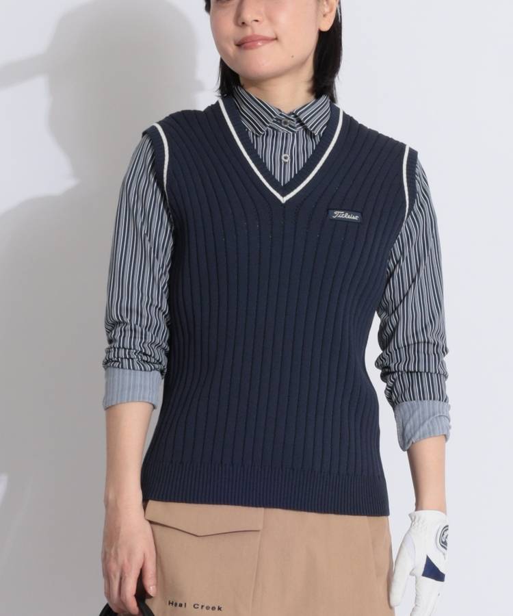 TL リブ編みVネックニットベスト