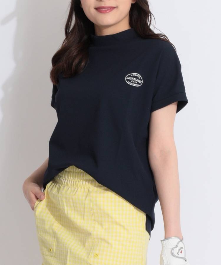JB 【UV】ロゴ刺繍フレンチスリーブ半袖モックネックカットソー