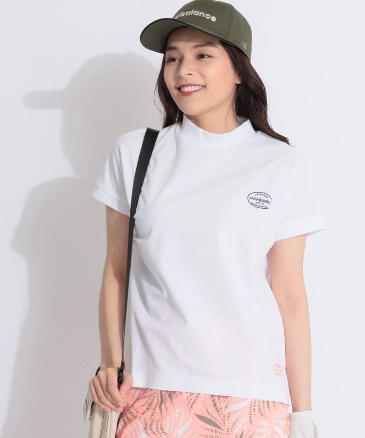 JB 【UV】ロゴ刺繍フレンチスリーブ半袖モックネックカットソー