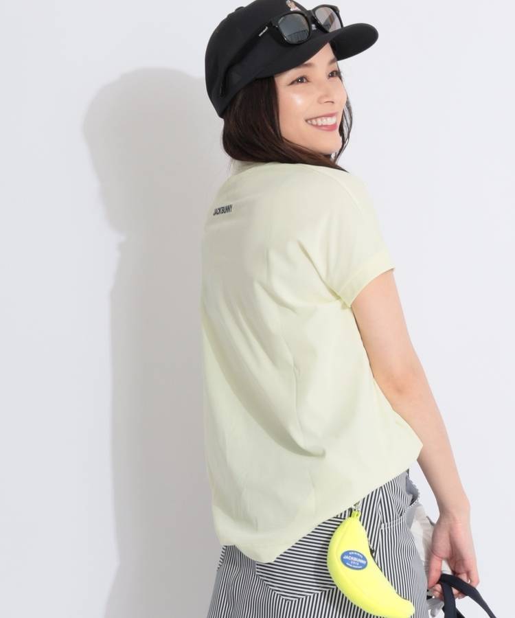 JB 【UV】ロゴ刺繍フレンチスリーブ半袖モックネックカットソー