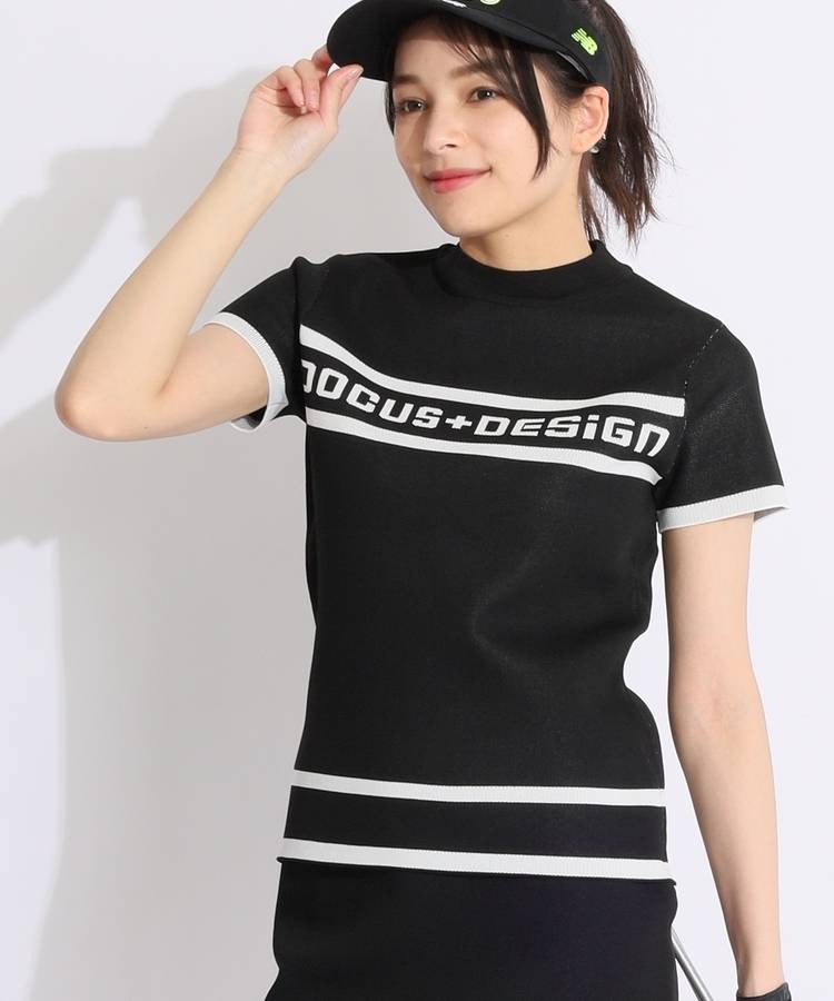 DC フロントロゴモックネックニット半袖カットソー