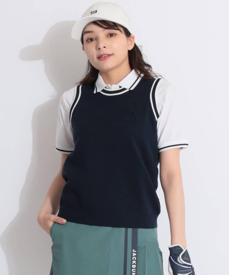 LQ エンボスロゴクルーネックニットベスト