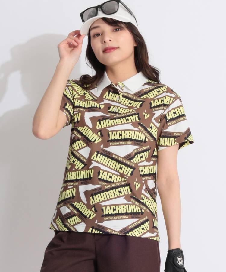 JB ハニカムメッシュグラフィックプリント半袖ポロシャツ
