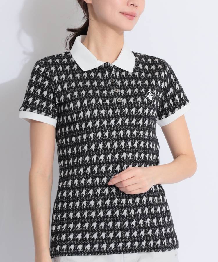 1PIU1UGUALE3 GOLF 千鳥柄 半袖ポロシャツ サイズⅤ 1PIU1UGUALE3 GOLF 千鳥柄 半袖ポロシャツ サイズⅤ