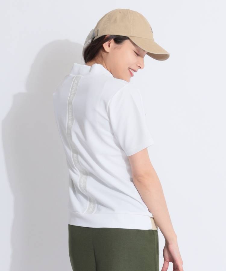AM 【接触冷感】ミニワッフルエンボスロゴモックネック半袖カットソー