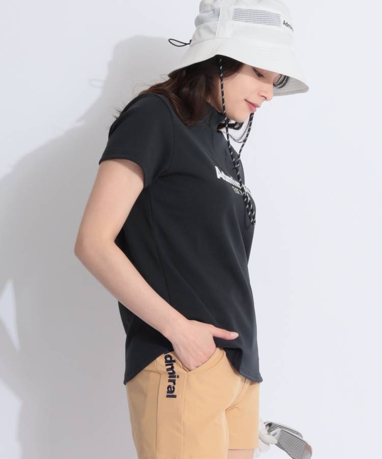 AM 【カラタッチ】ハニカムメッシュ半袖ロゴプリントカットソー