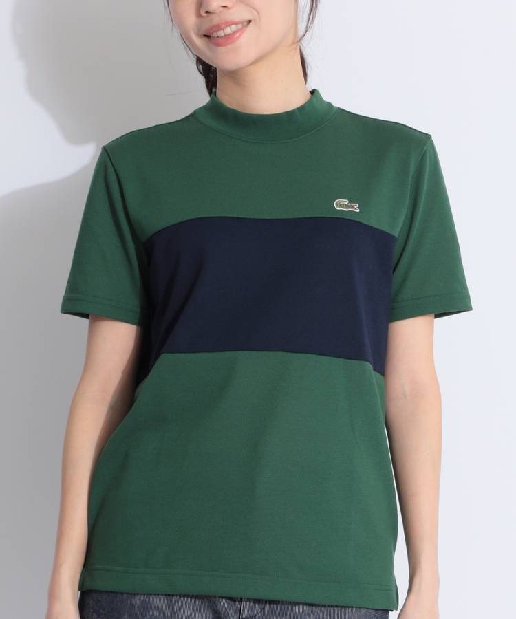 BE 【LACOSTE】パネル切替モックネック半袖カットソー