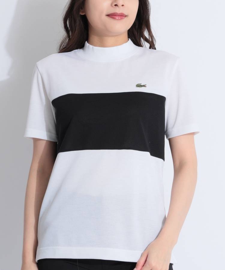 BE 【LACOSTE】パネル切替モックネック半袖カットソー