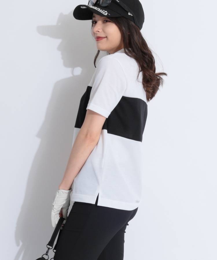 BE 【LACOSTE】パネル切替モックネック半袖カットソー