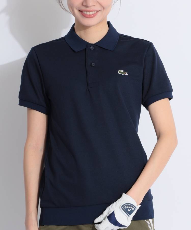 BE 【LACOSTE】アイコンワッペン鹿の子半袖ポロシャツ