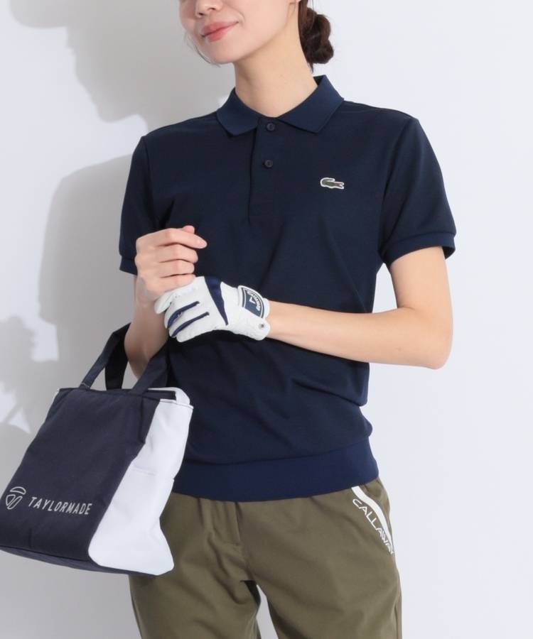 BE 【LACOSTE】アイコンワッペン鹿の子半袖ポロシャツ