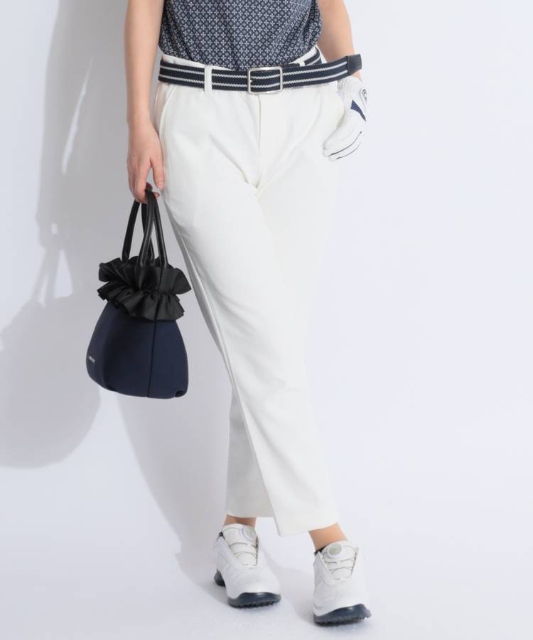 BE 【ストレッチ】バックスリット入りパールサブリナパンツ