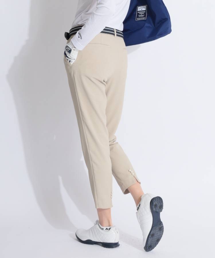 BE 【ストレッチ】バックスリット入りパールサブリナパンツ