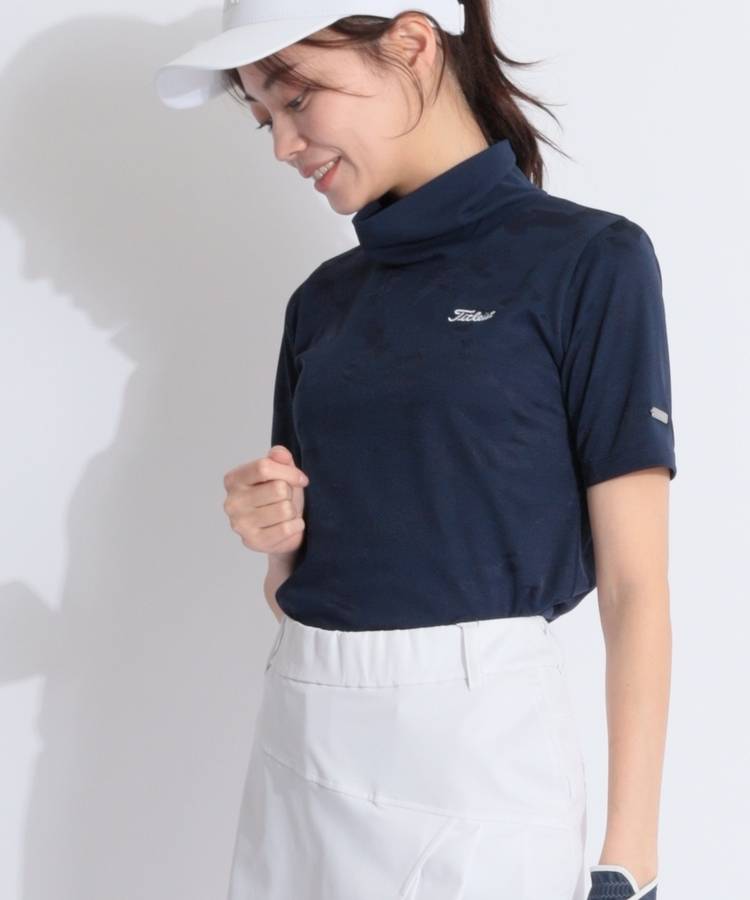 TL 【速乾ストレッチ】カモフラ柄ハイネック半袖カットソー