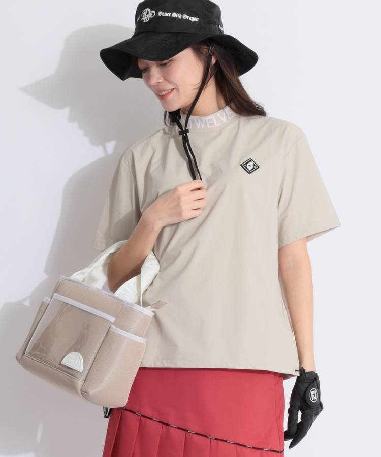 VI 【ストレッチ】裾ドロストモックネック半袖カットソー