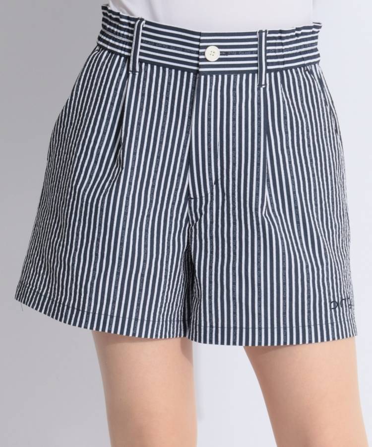 PN 【5/6までタイムセール】【速乾ストレッチ】ストライプ柄シアサッカーショートパンツ