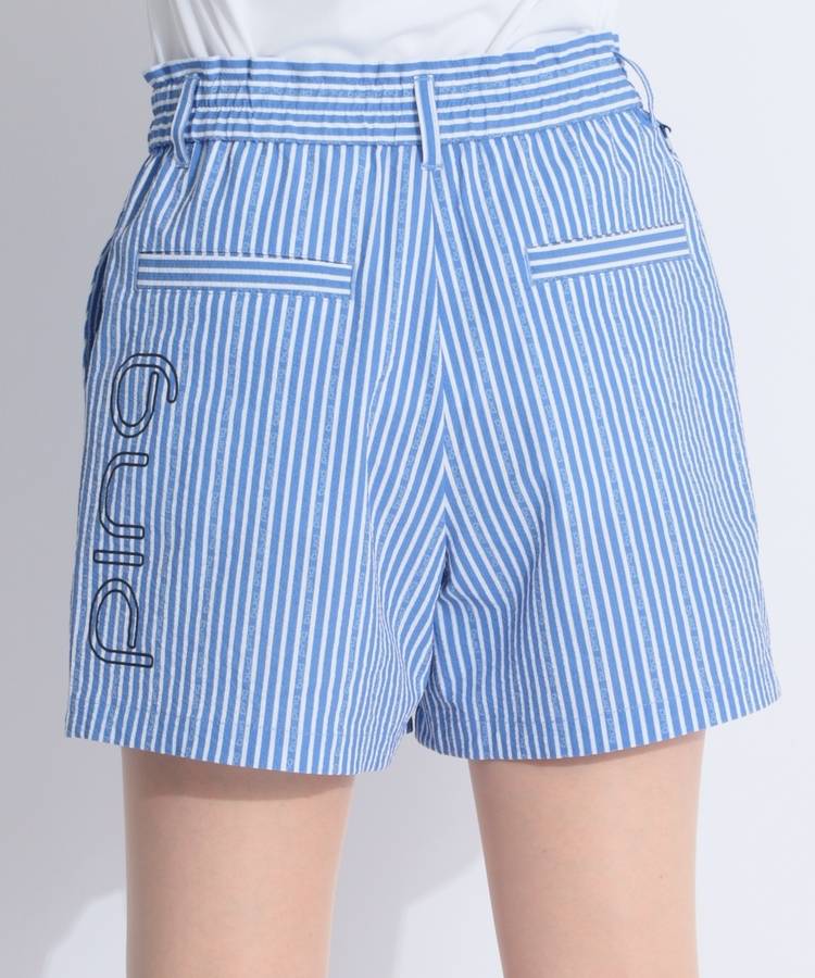 PN 【5/6までタイムセール】【速乾ストレッチ】ストライプ柄シアサッカーショートパンツ