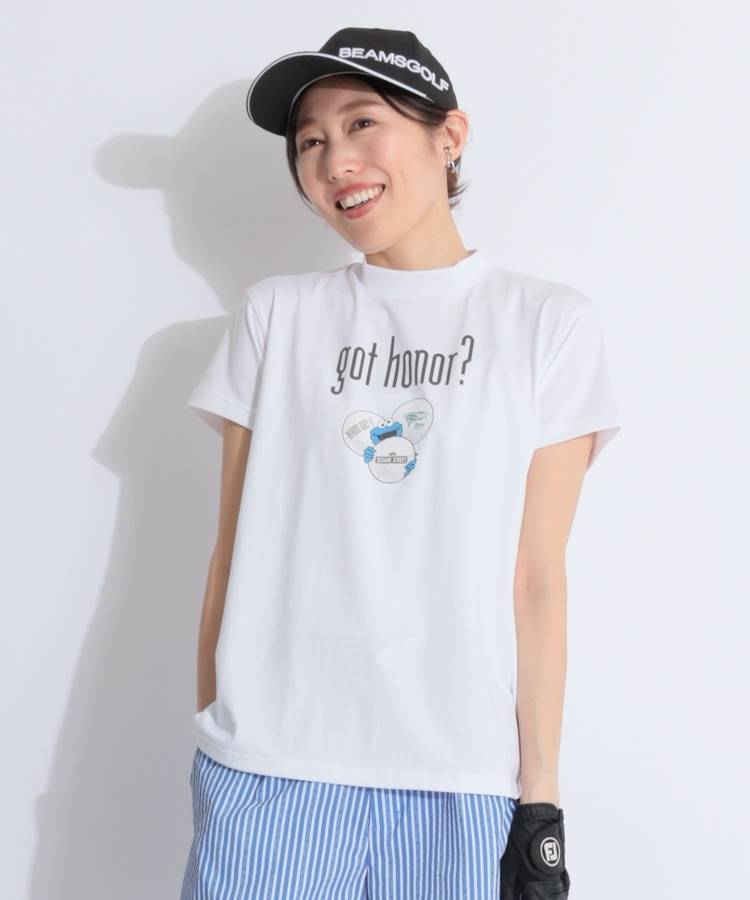 BE 【SESAME_STREET】【ストレッチUV】モックネック半袖カットソー