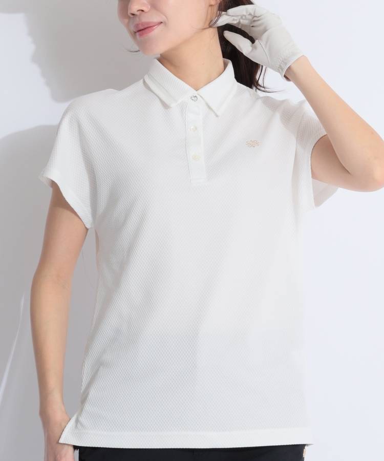 SA 【CP対象品】【ストレッチ】デルタ格子ジャガード半袖ポロシャツ