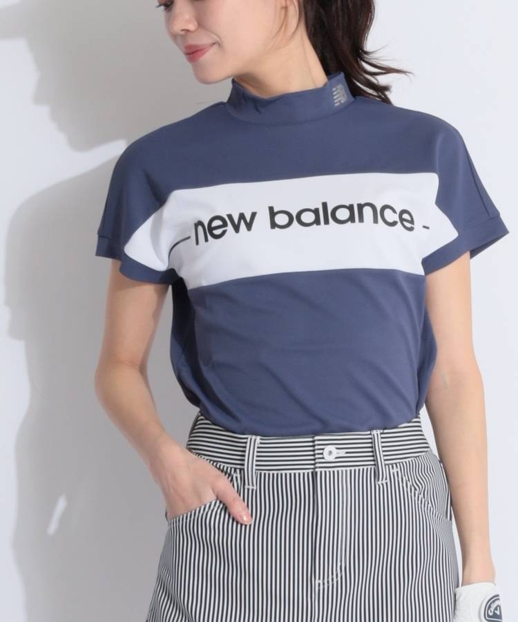 NB 【UV接触冷感】パネル切替モックネックフレンチスリーブカットソー