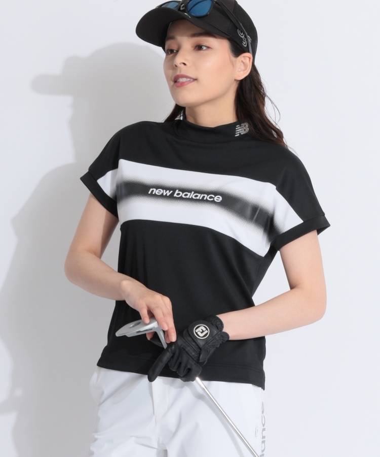 NB 【UV接触冷感】パネル切替モックネックフレンチスリーブカットソー