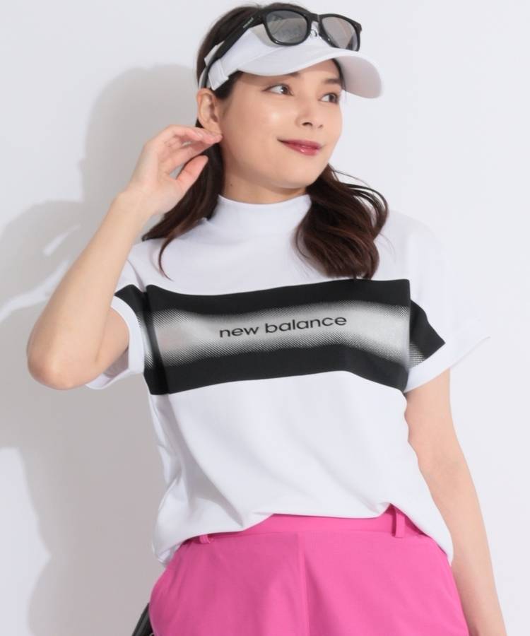 NB 【UV接触冷感】パネル切替モックネックフレンチスリーブカットソー