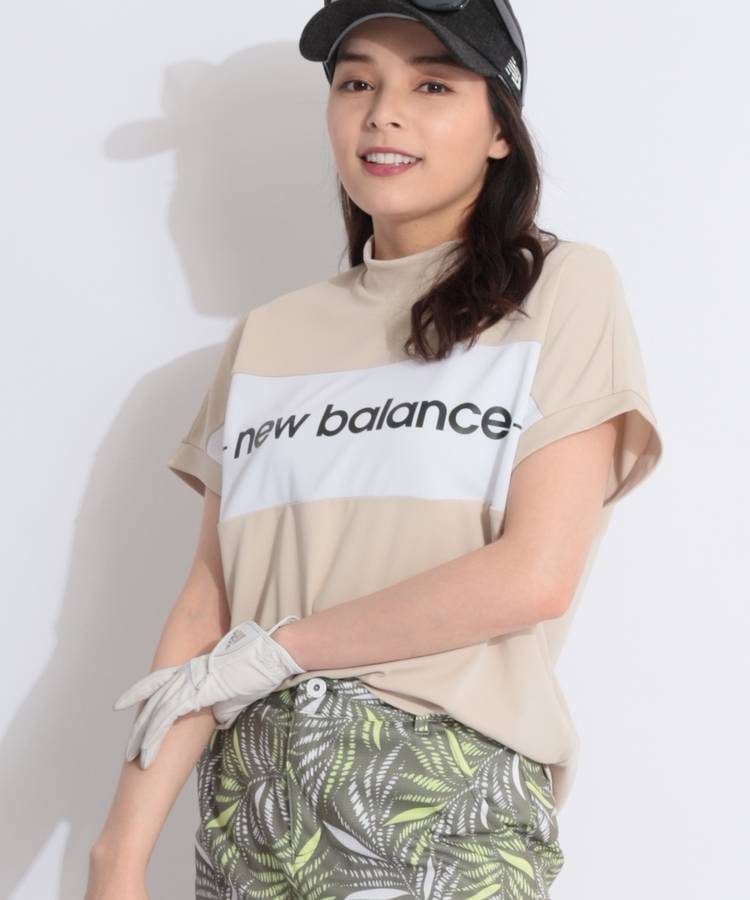 NB 【UV接触冷感】パネル切替モックネックフレンチスリーブカットソー